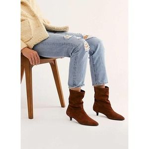 Vagabond Women Minna Slouchy Mid Calf Kitten Heel Suede Boot Brown 7